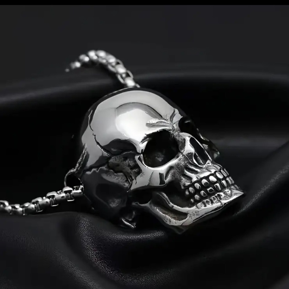 Gothic Skull Pendant, Unisex Hip-Hop Punk Badass, Steampunk, Goth, Moto Necklace